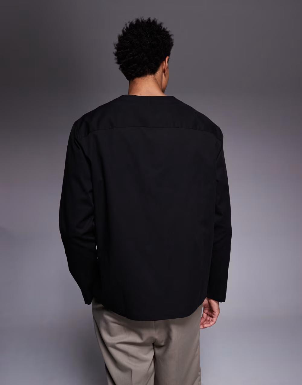 CZARNA KOSULA GUZIKI V-NECK