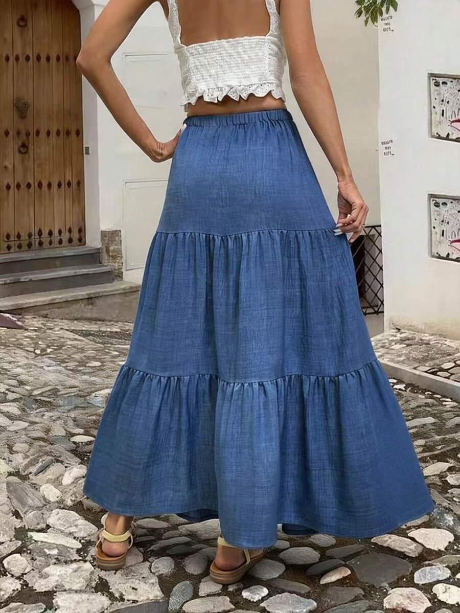 NIEBIESKA MAXI SPÓDNICA JEANS 