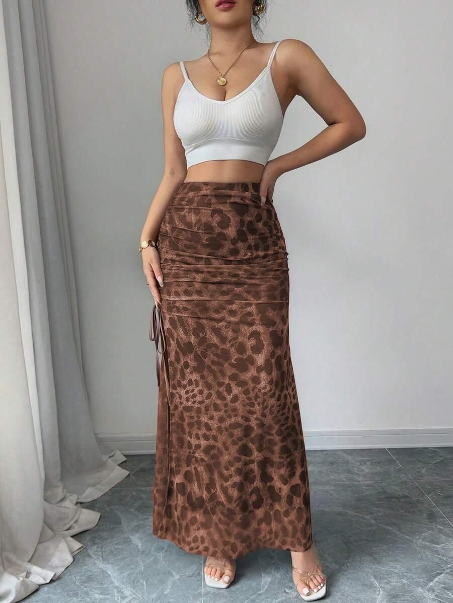 spódnica rozcięcie animal print