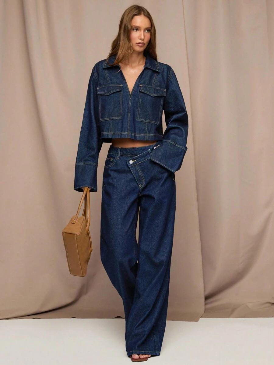 GRANATOWA KURTKA JEANS