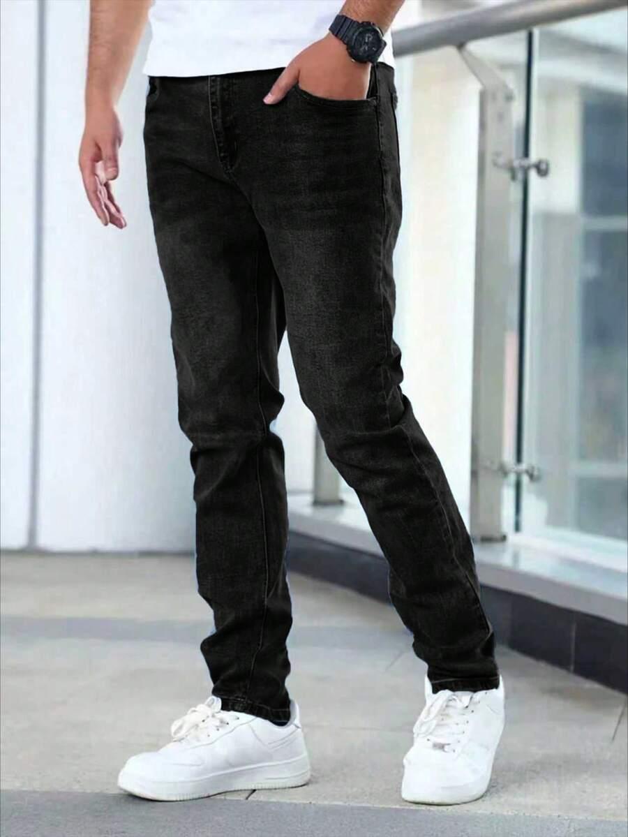 czarne spodnie jeans zamek kieszenie