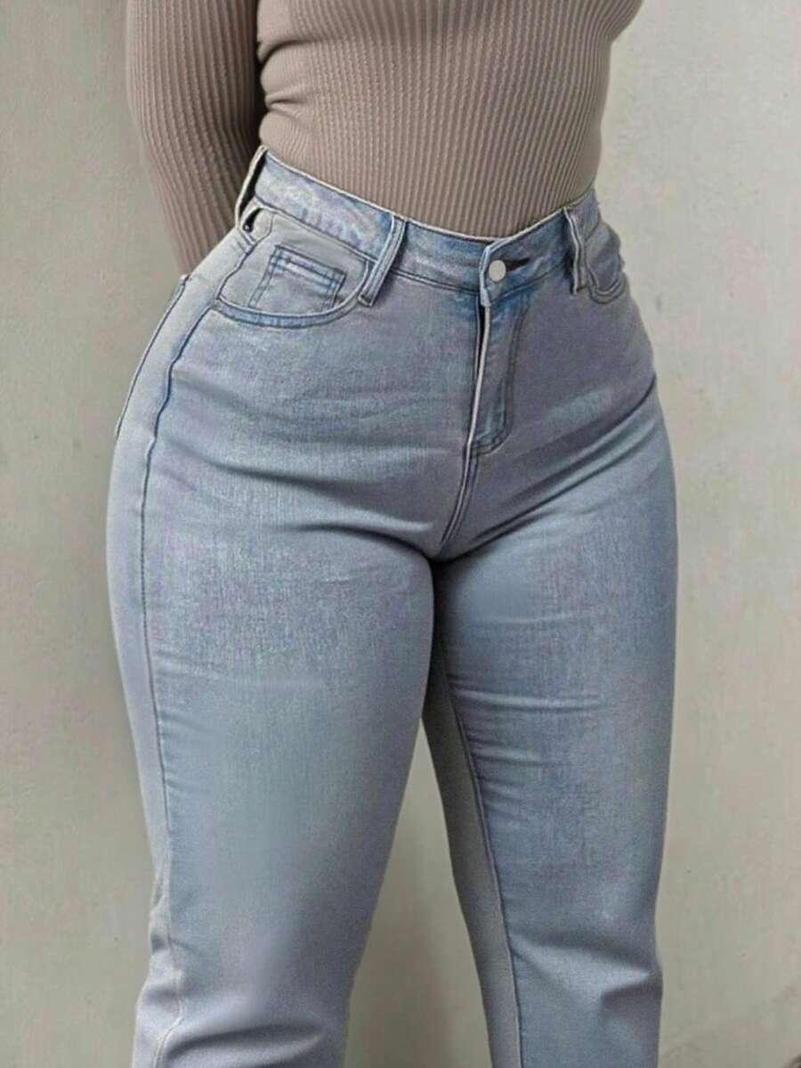 SPODNIE JEANS DZWONY WYSOKI STAN 