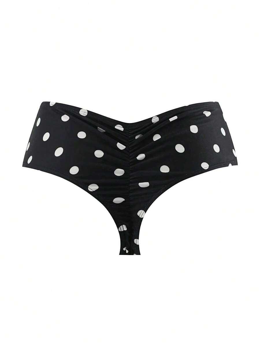 CZARNY DÓŁ OD BIKINI groszki