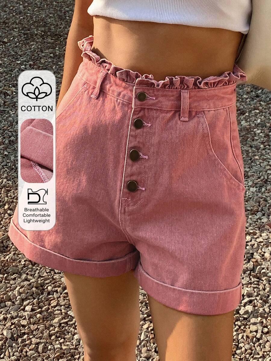 różowe spodenki jeans