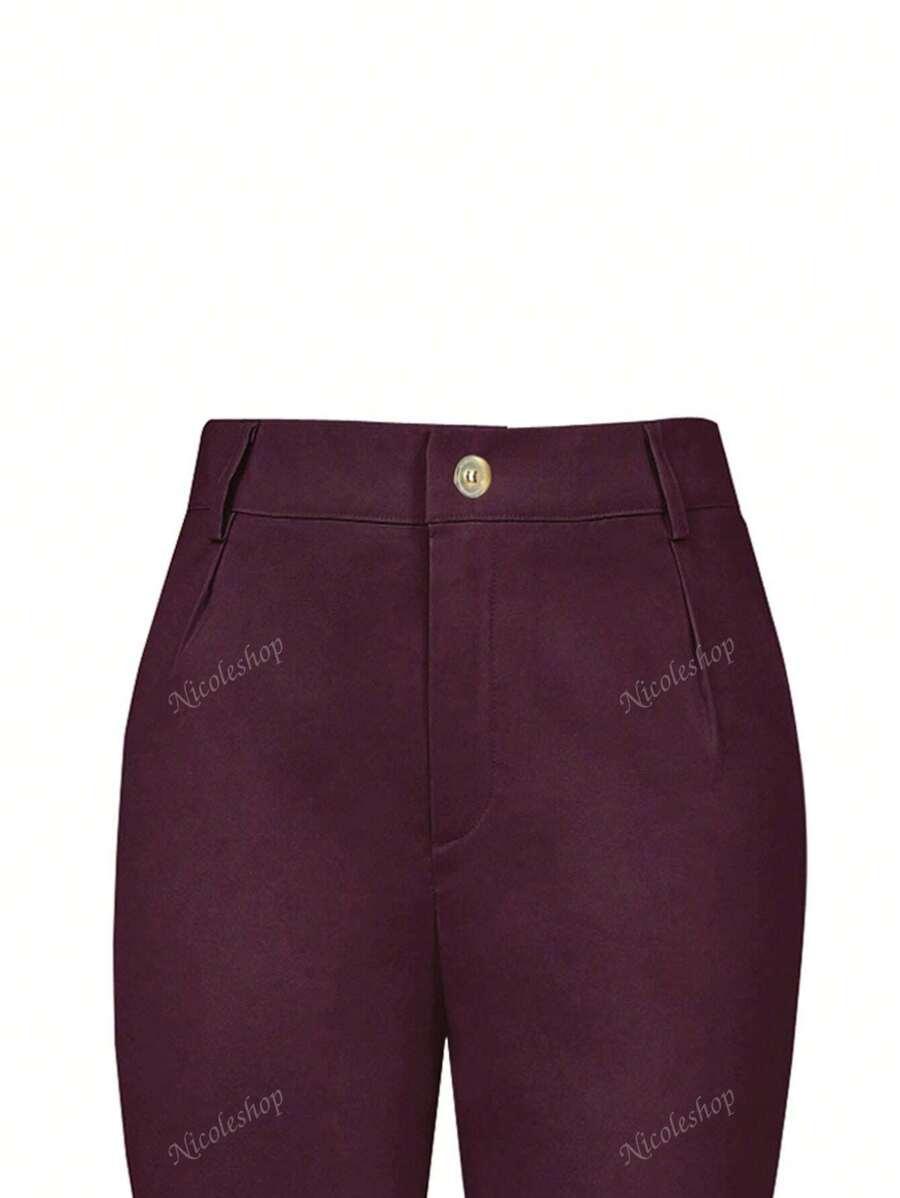 BURGUNDOWE SPODNIE WYSOKI STAN