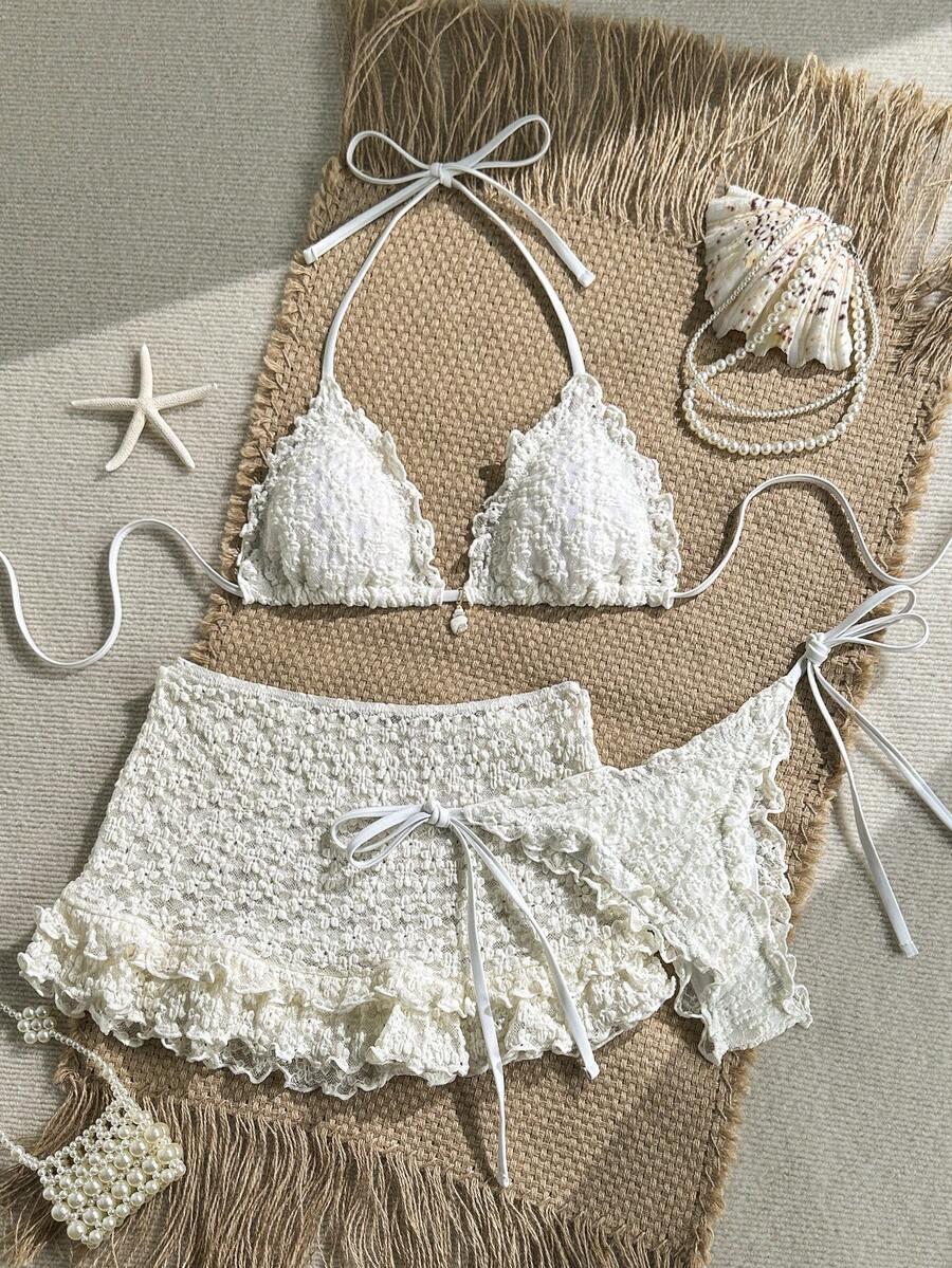 KOMPLET BIKINI WIĄZANY Z NARZUTKĄ
