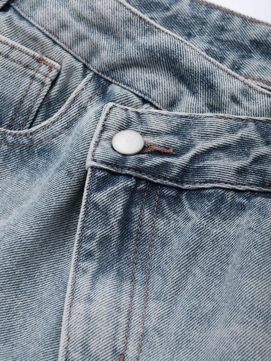 PROSTE SPODNIE JEANS ASYMETRIA