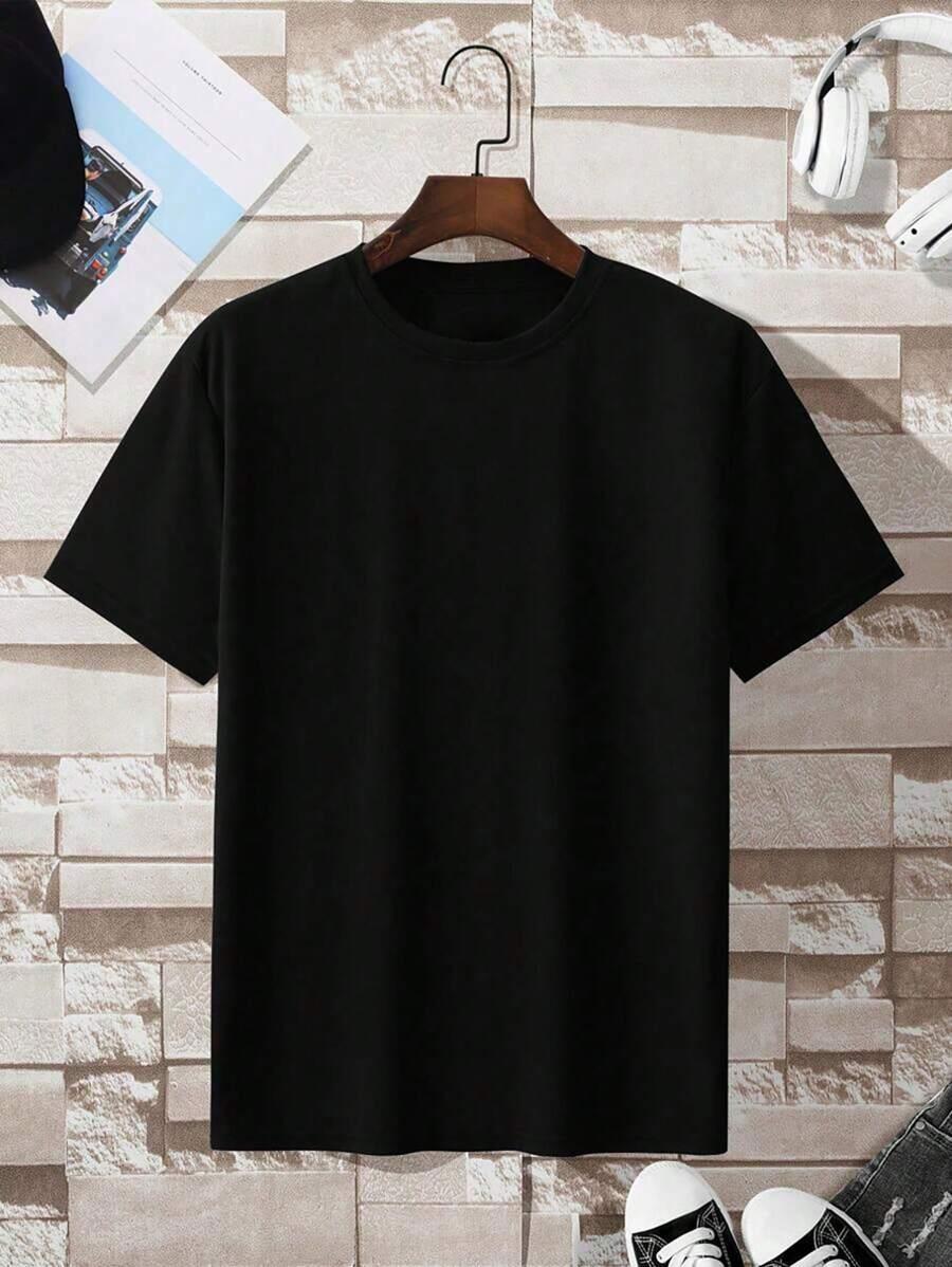 klasyczny czarny gładki t-shirt
