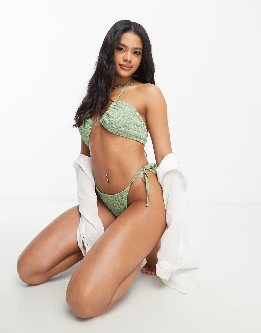 zielony dół od bikini wiązanie tekstura