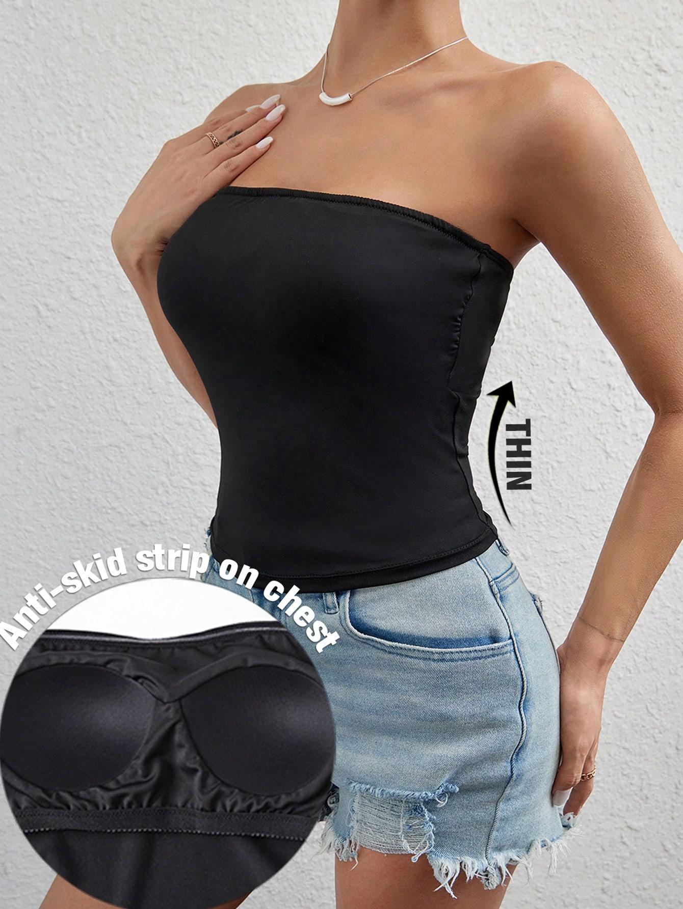 czarny top bandeau odkryte ramiona