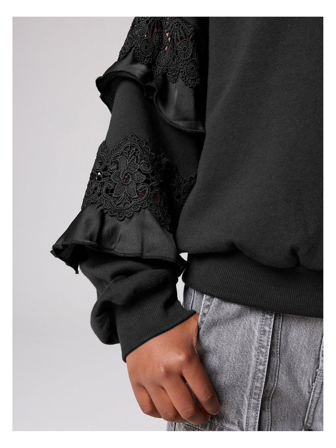 ALLSAINTS DZIEWCZĘCA BLUZA Z OZDOBNYMI RĘKAWAMI 10-11Y