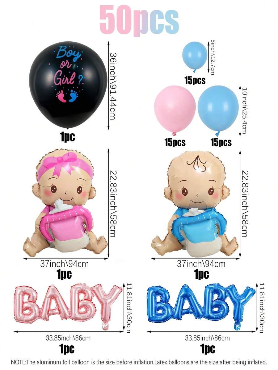 ZESTAW dekoracyjny na baby shower 50szt