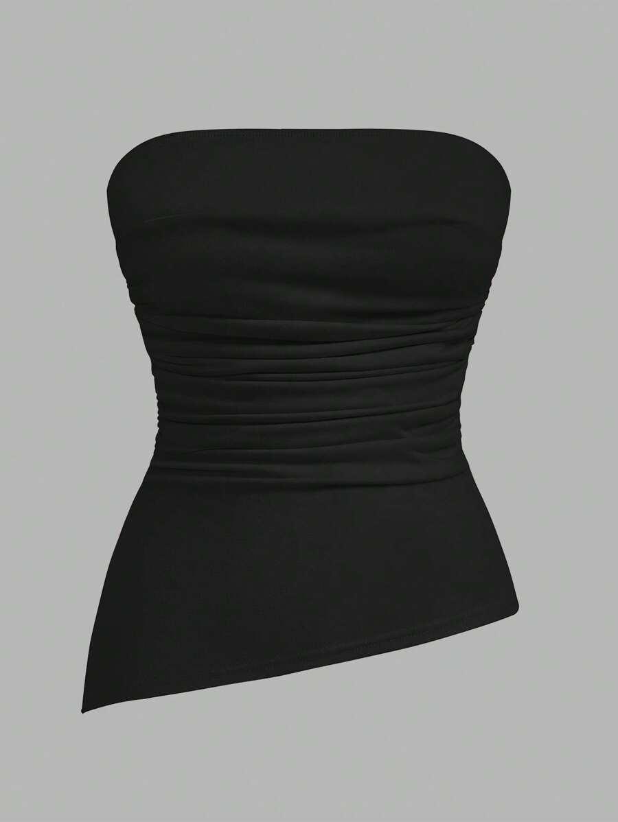 CZARNY TOP ASYMETRIA 