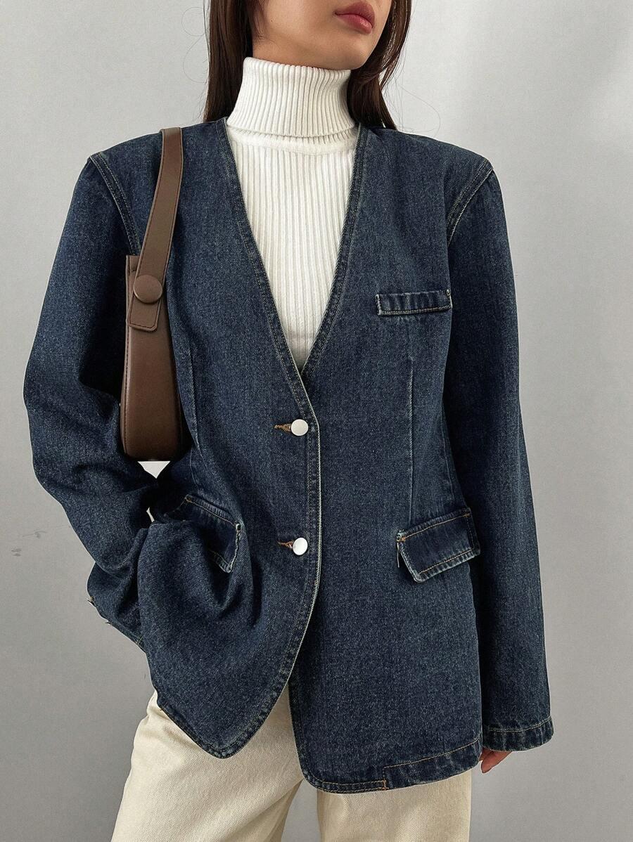GRANATOWA KURTKA JEANS 