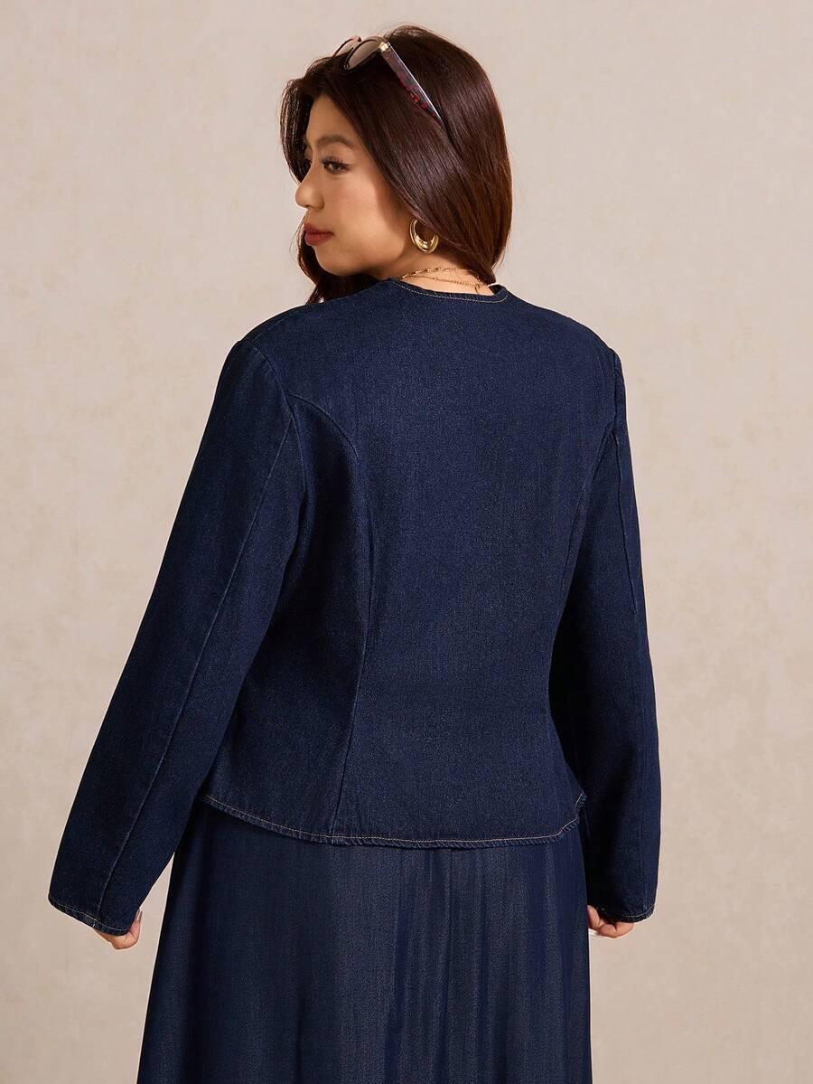 GRANATOWA MARYNARKA JEANS 