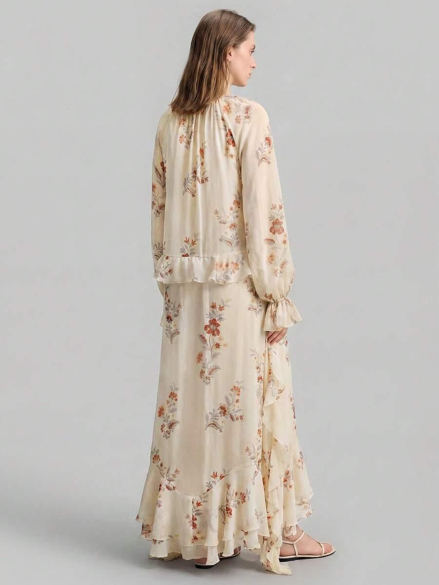 SUKIENKA MAXI PRINT KWIATY