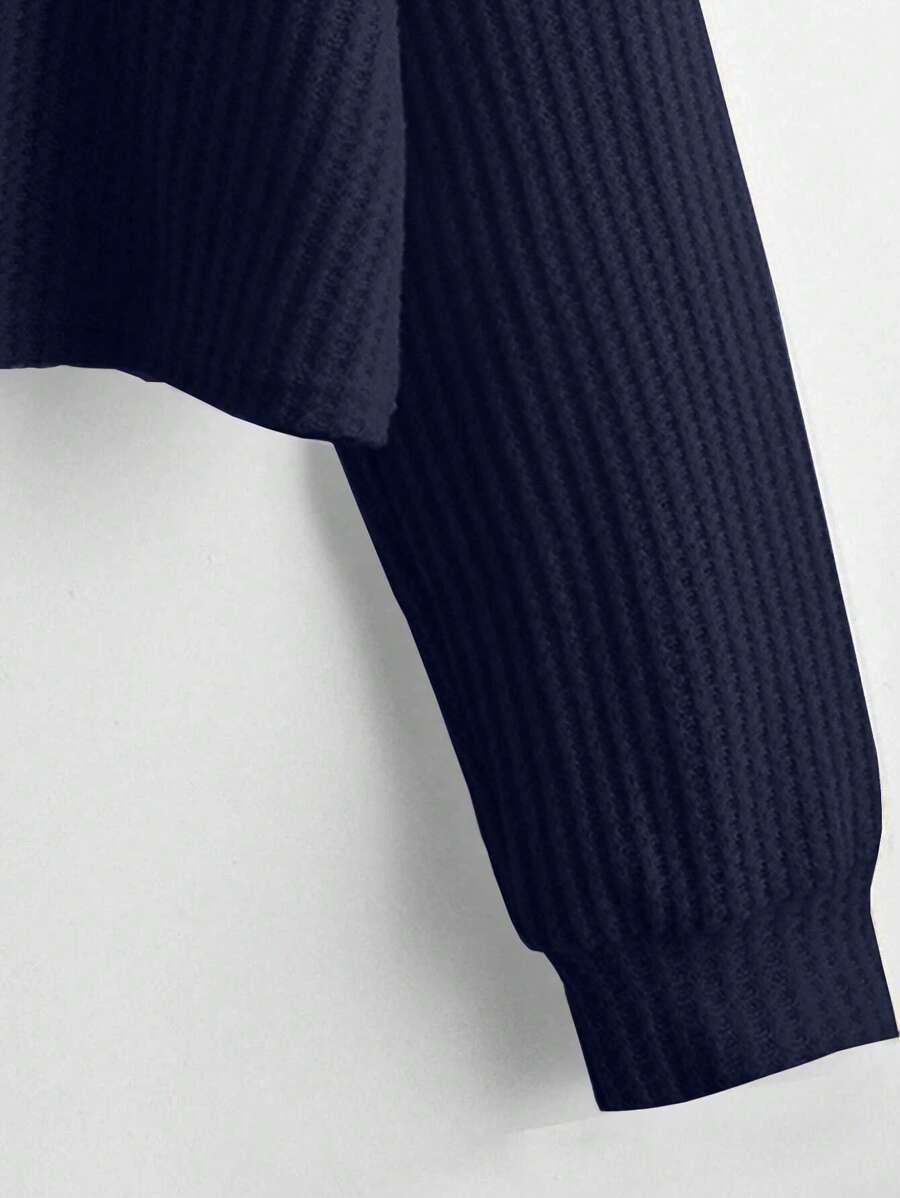 GRANATOWY SWETER V-NECK