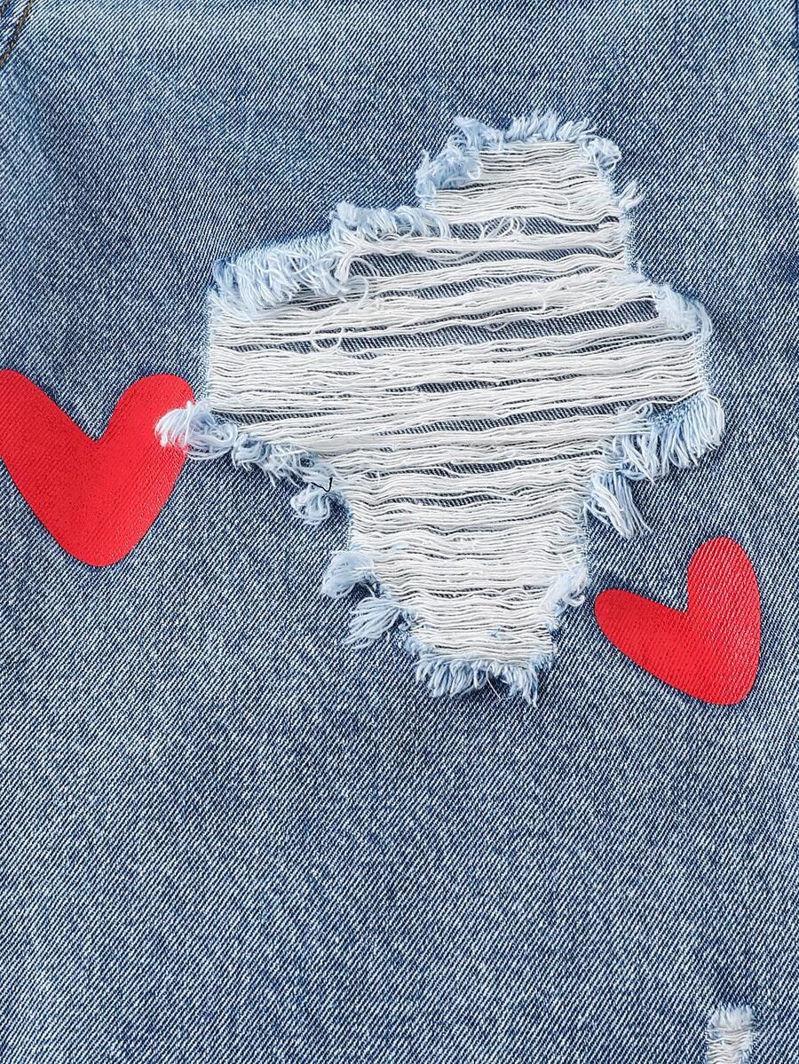 spodnie jeans szorty wzór serca