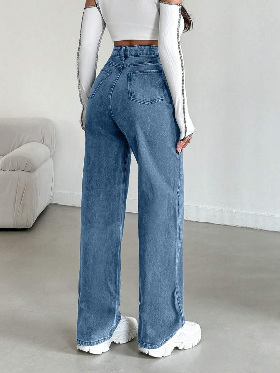jeansowe spodnie wysoki stan