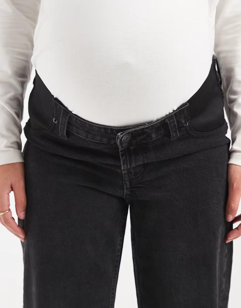czarne proste spodnie ciążowe jeans