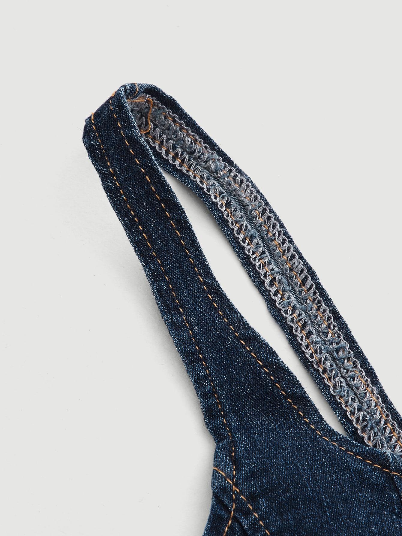 gorsetowy crop top ramiączka wiązanie jeans