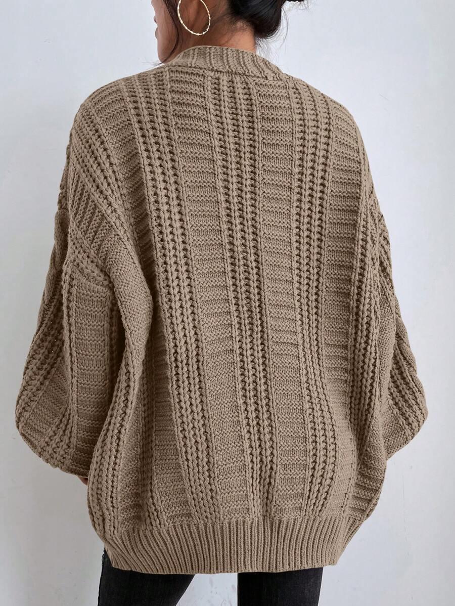 brązowy SWETER ROZPINANY