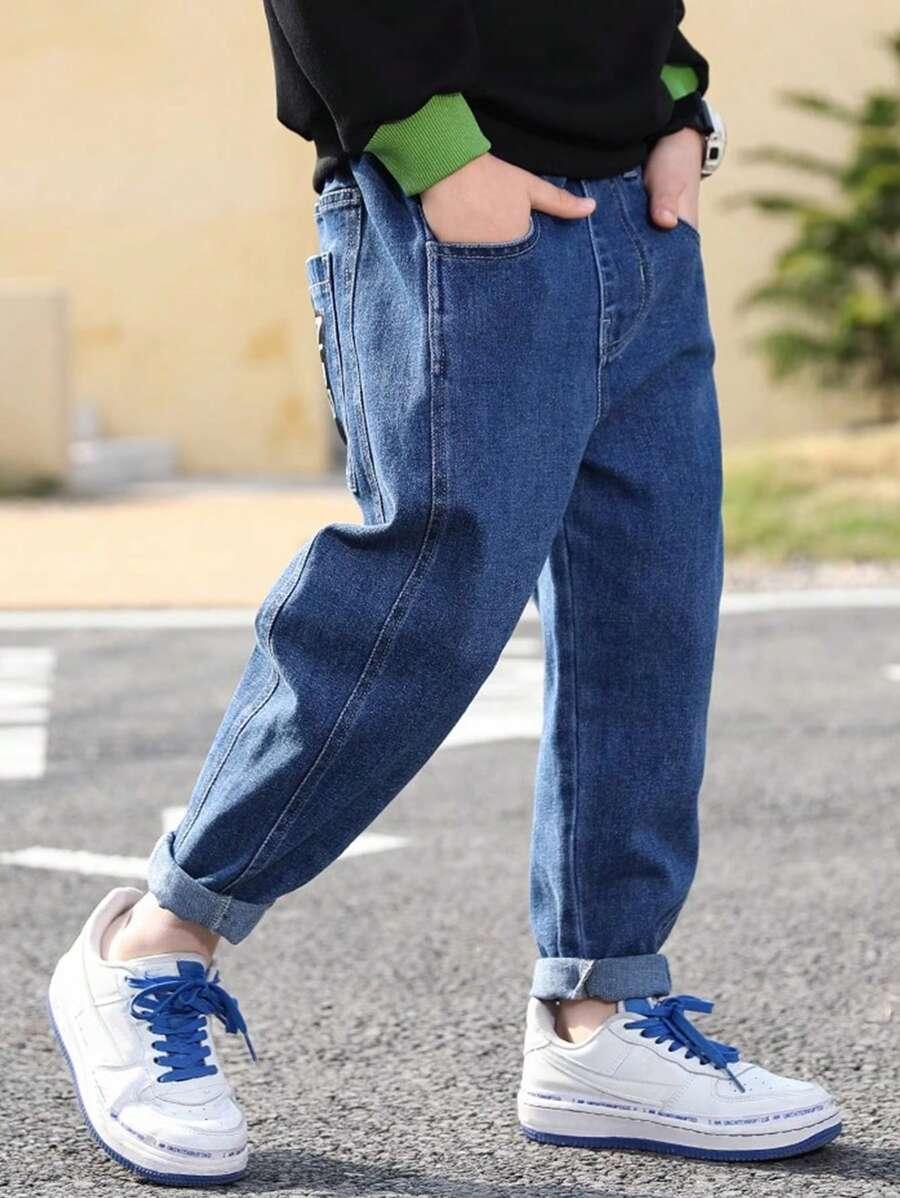 spodnie jeans nadruk