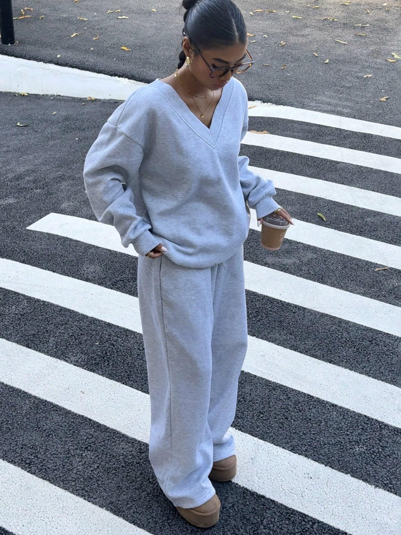 szara bluza v neck 