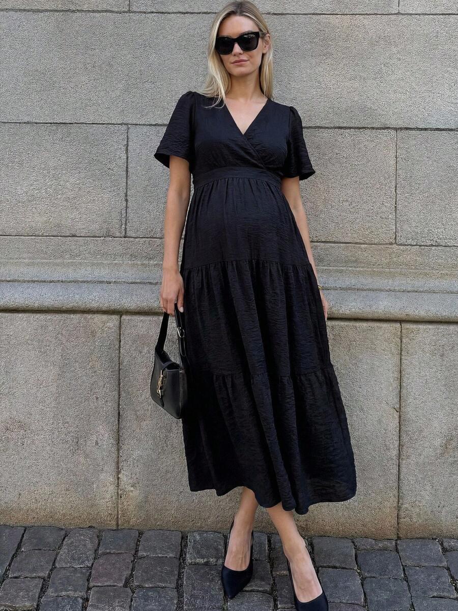 ciążowa midi sukienka v-neck