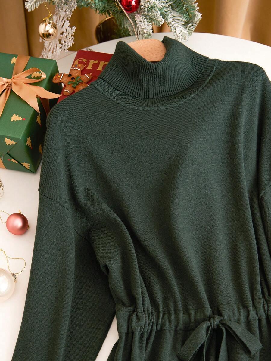 DZIANINOWA SUKIENKA PLUS SIZE Z GOLFEM