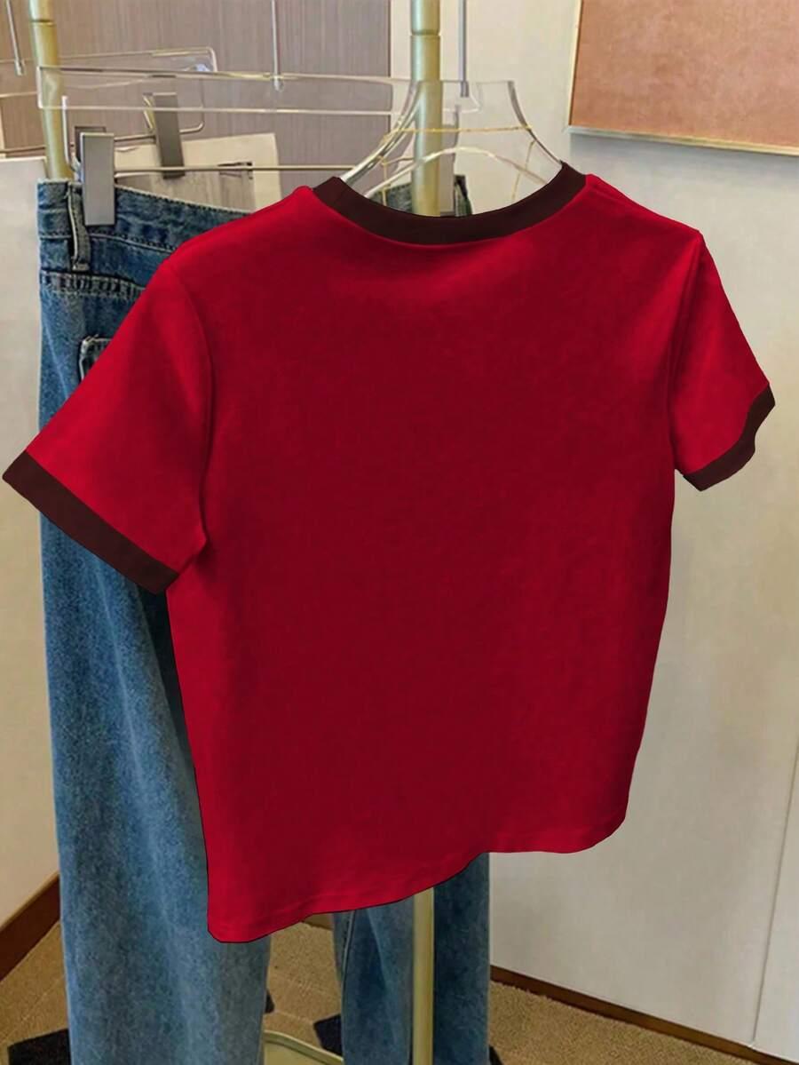 czerwony t-shirt print