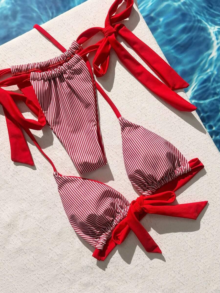 KOMPLET BIKINI W PASKI WIĄZANY