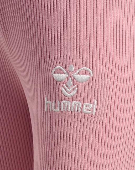 prążkowane różowe legginsy haft logo