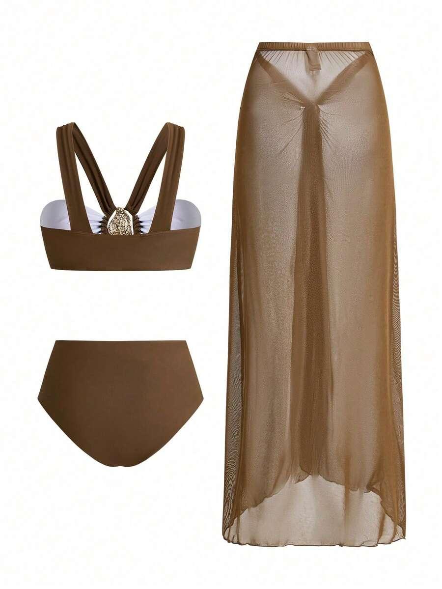 dwuczęściowy kostium kąpielowy bikini narzutka