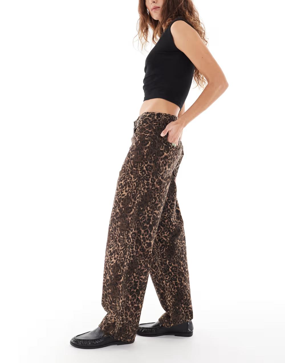 SPODNIE JEANS NISKI STAN ANIMAL PRINT KIESZENIE