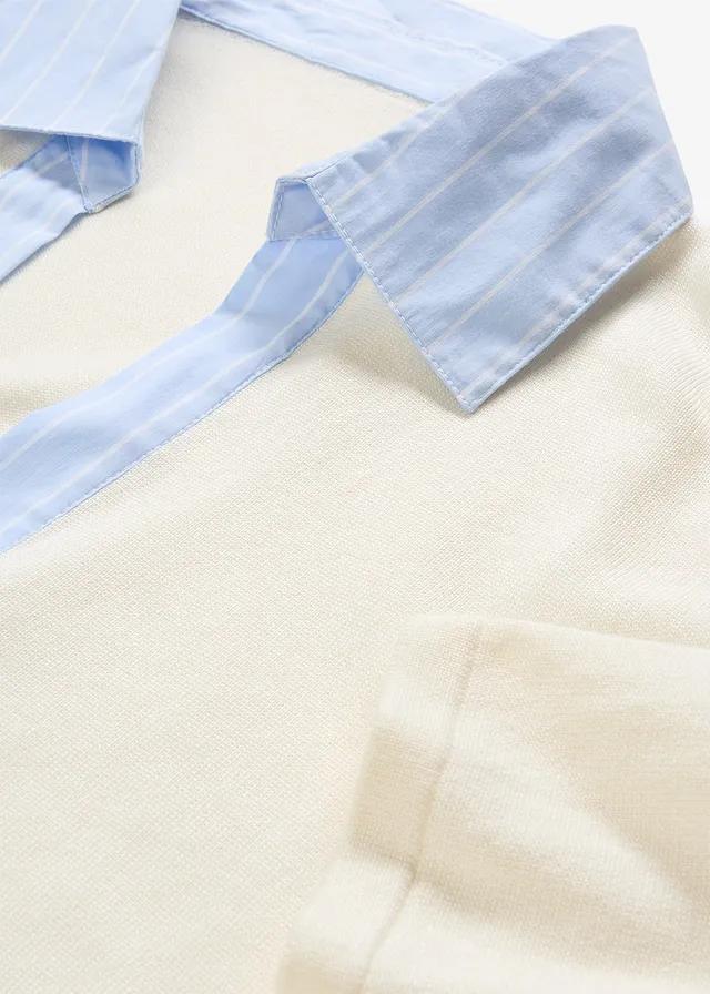 SWETER Z KOSZULOWĄ WSTAWKĄ