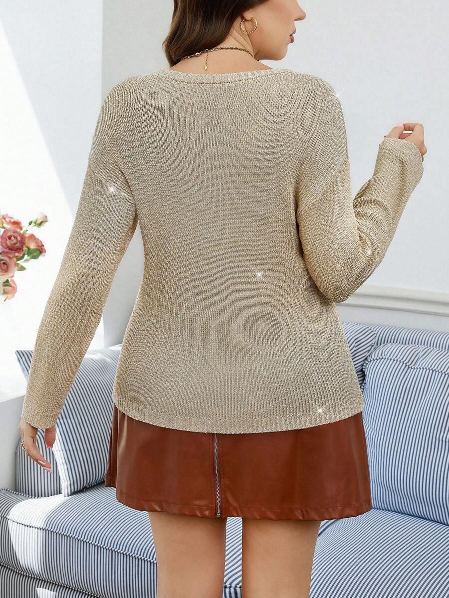 SWETER Z CEKINAMI PLUS SIZE Z WISKOZY 