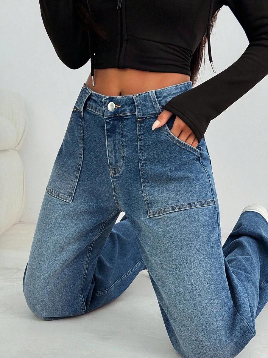 JEANSY DAMSKIE REGULAR WYSOKI STAN PROSTE
