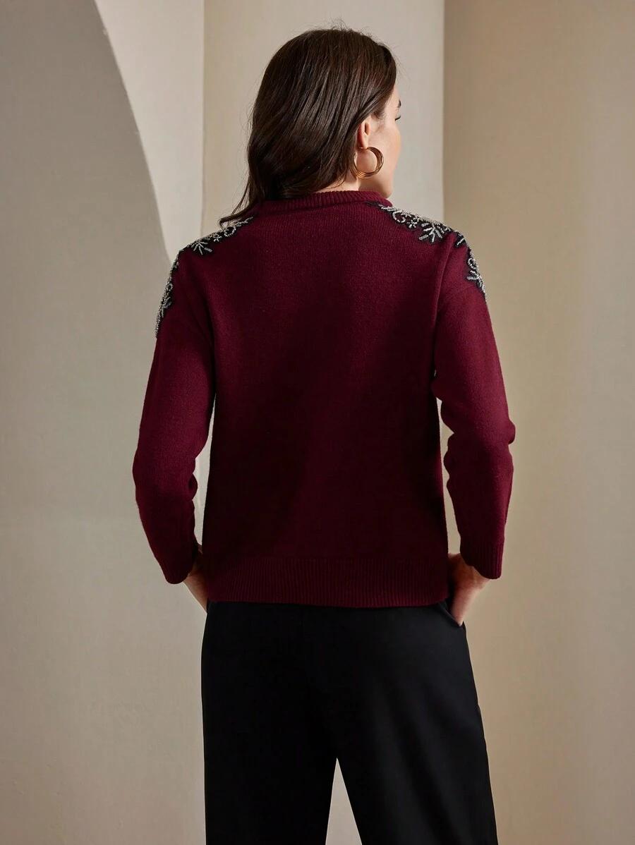BORDOWY SWETER ZDOBIENIA
