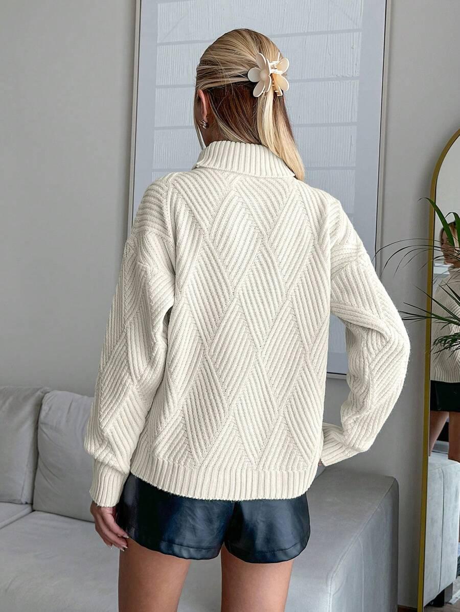 BEŻOWY SWETER DZIANINA