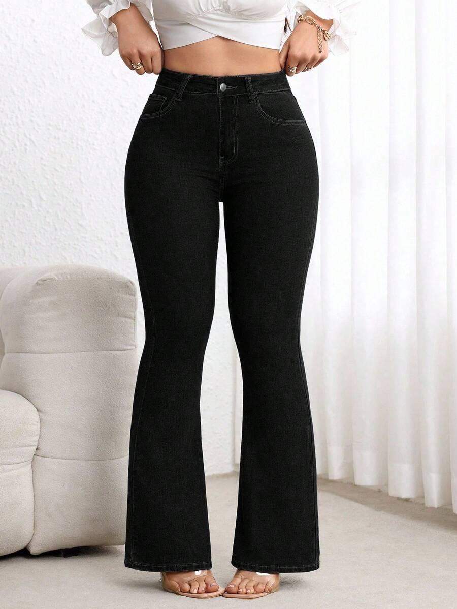 CZARNE SPODNIE JEANS DZWONY