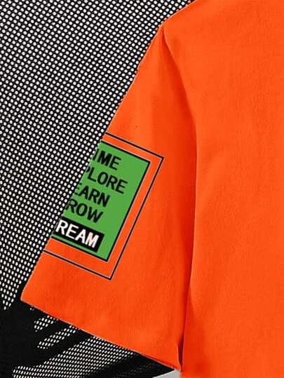 pomarańczowy T-shirt nadruk