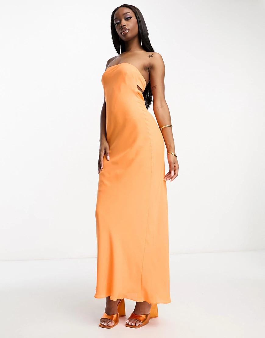 pomarańczowa maxi sukienka wiązanie