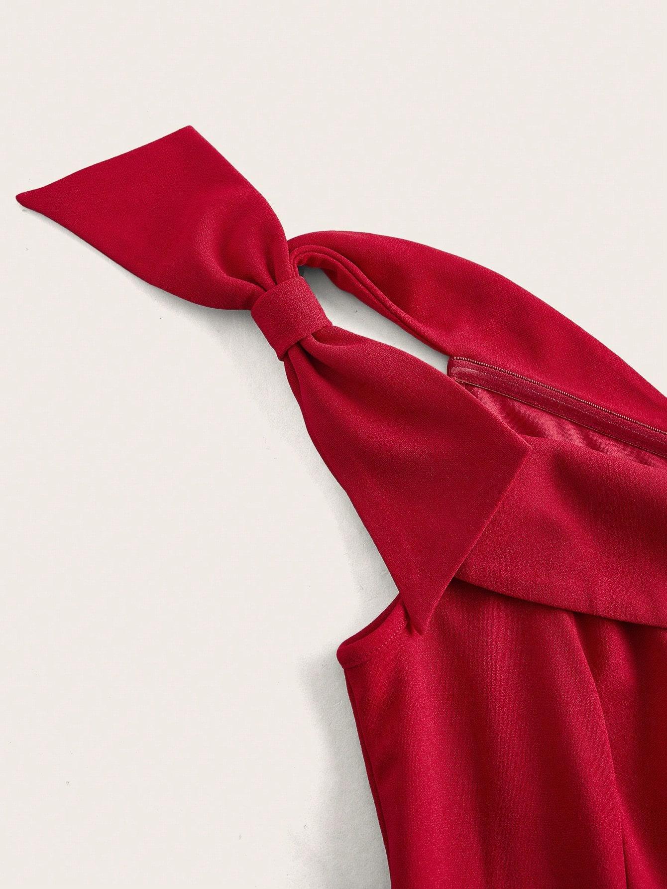 czerwona rozkloszowana midi sukienka odkryte ramiona