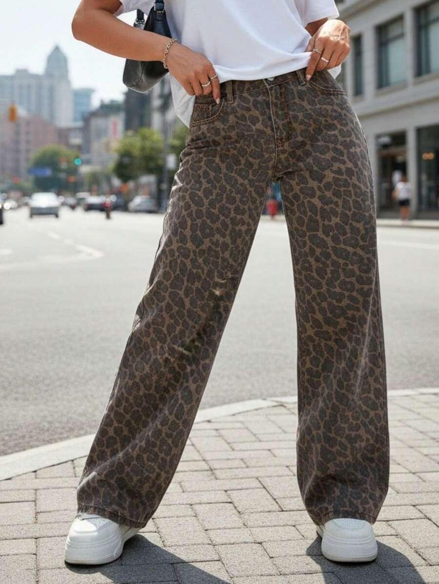  SPODNIE JEANS ANIMAL PRINT 