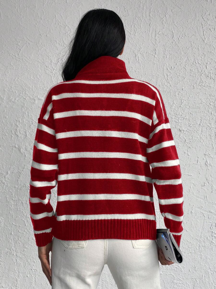 sweter w paski zamek