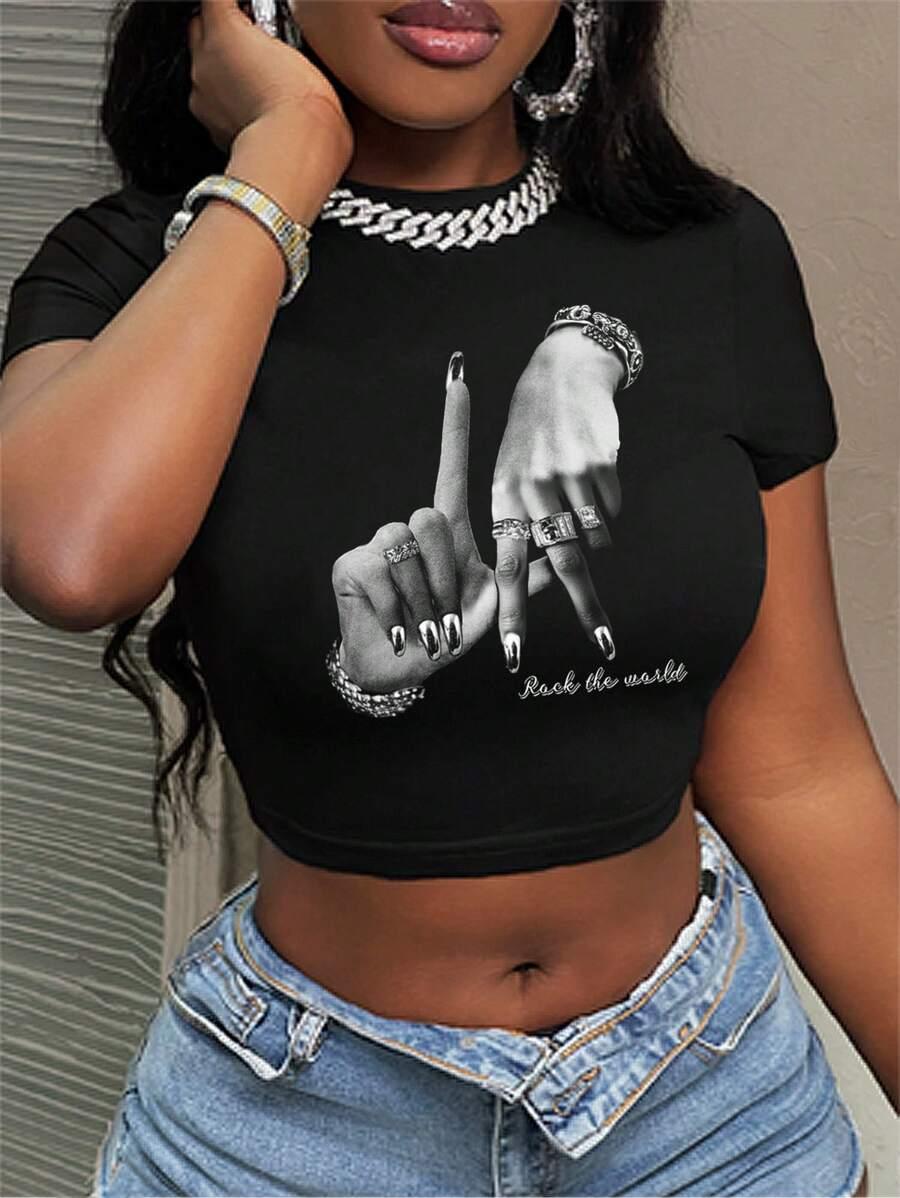 CZARNY CROP TOP print