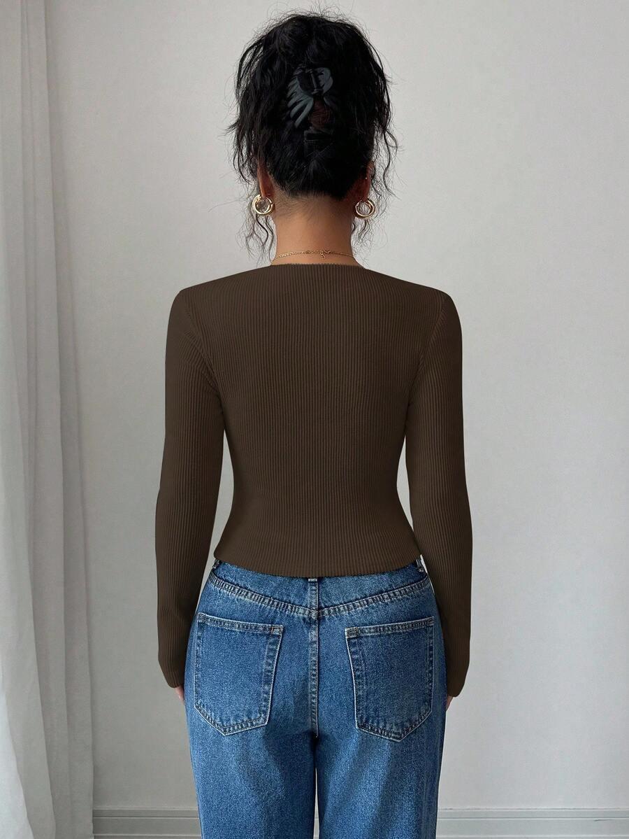 BRĄZOWY SWETER CASUAL