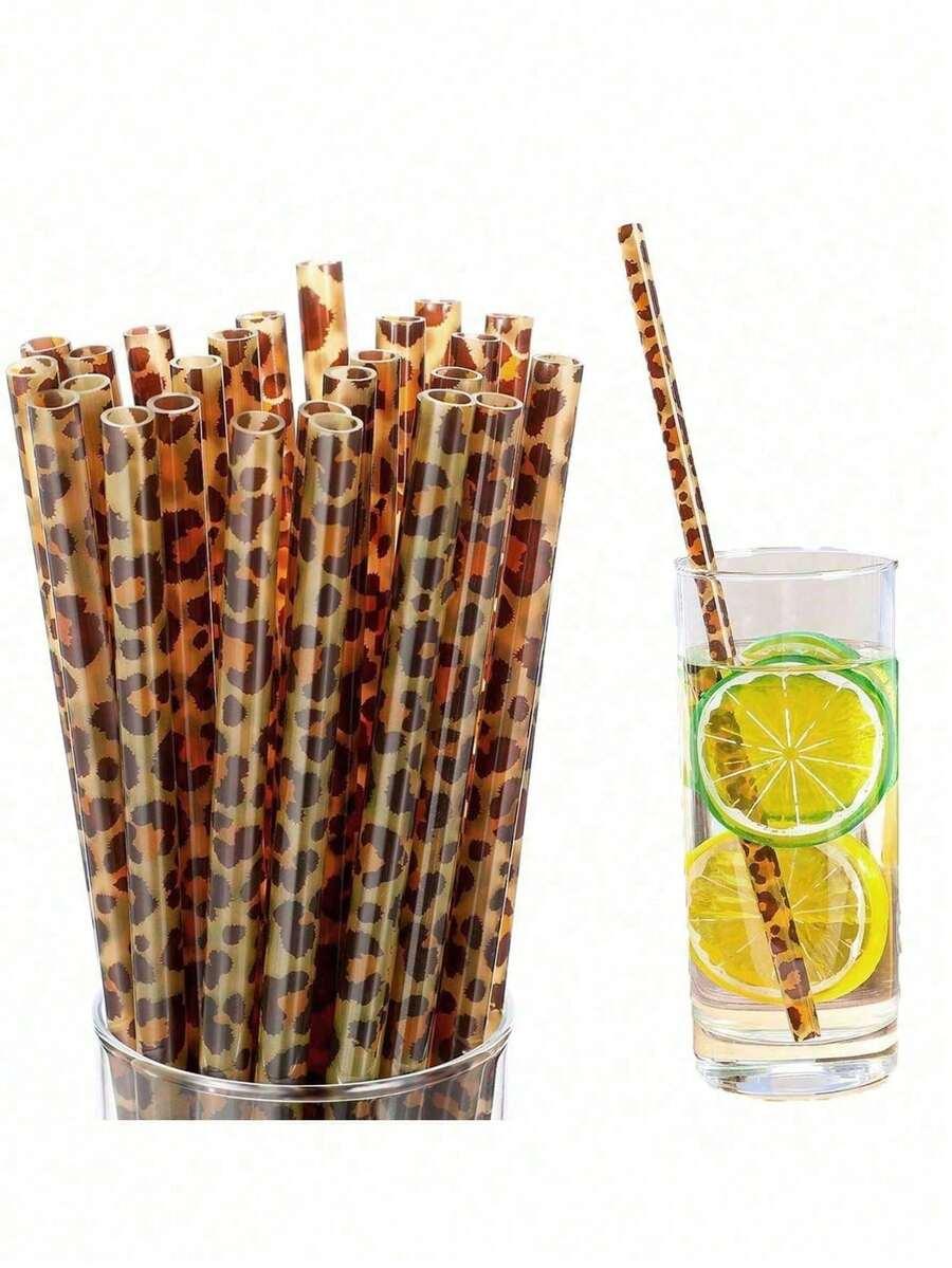 słomki animal print 10-pack