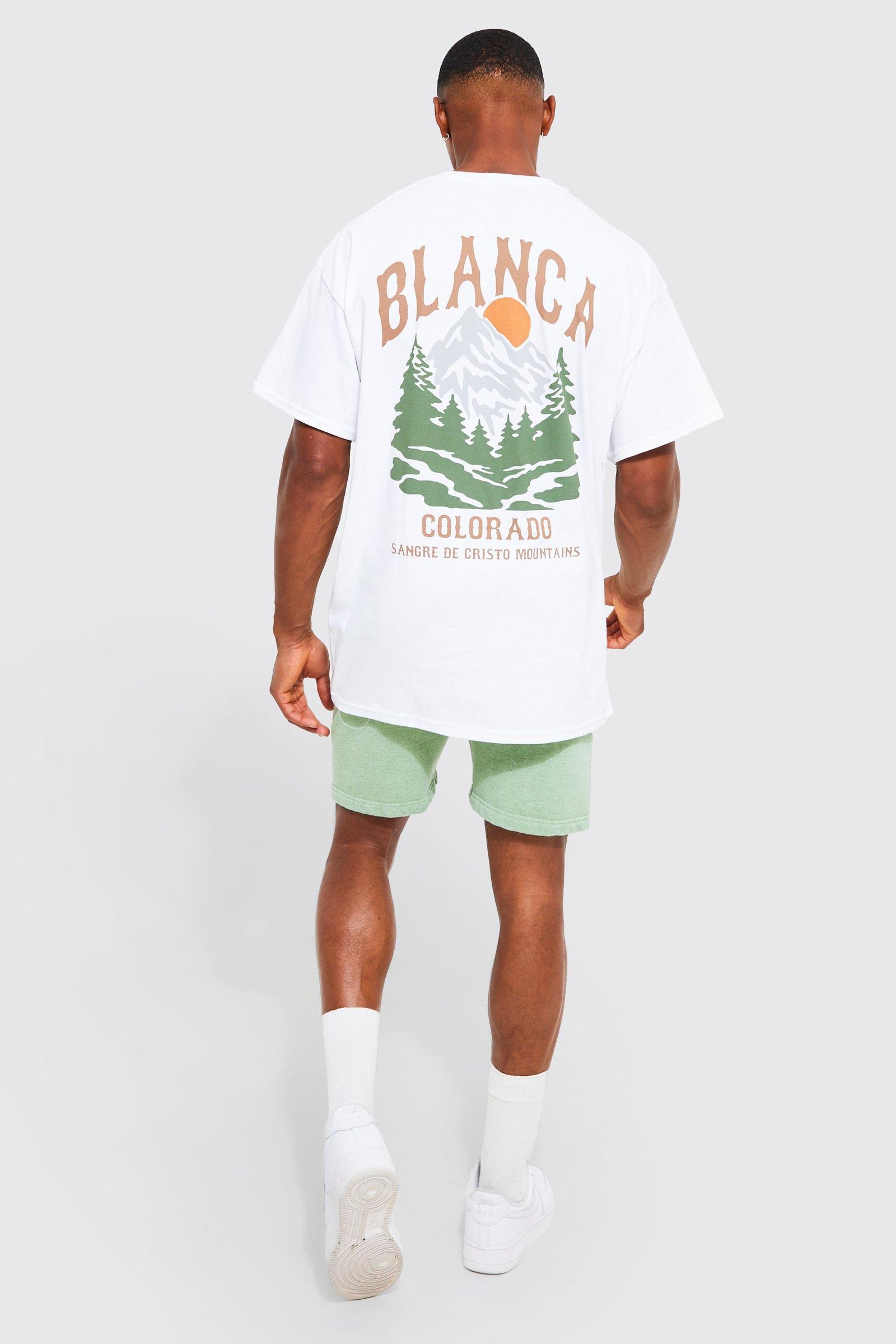 BIAŁY T-SHIRT OVERSIZED NADRUK COLORADA GÓRY